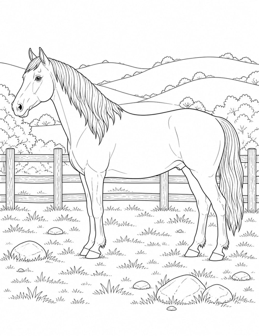 Horse Coloring Page 5 printable preview