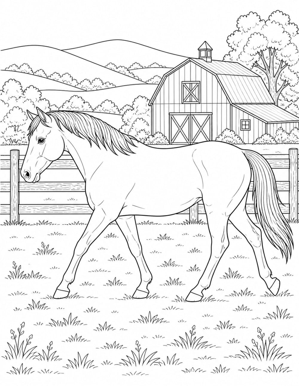 Horse Coloring Page 6 printable preview