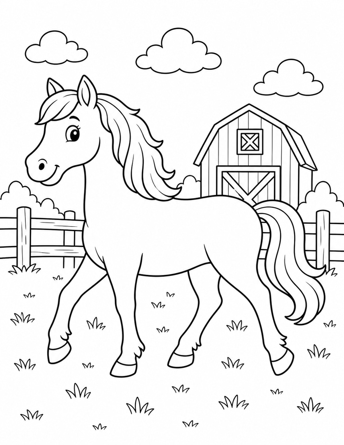 Horse Coloring Page 8 printable preview