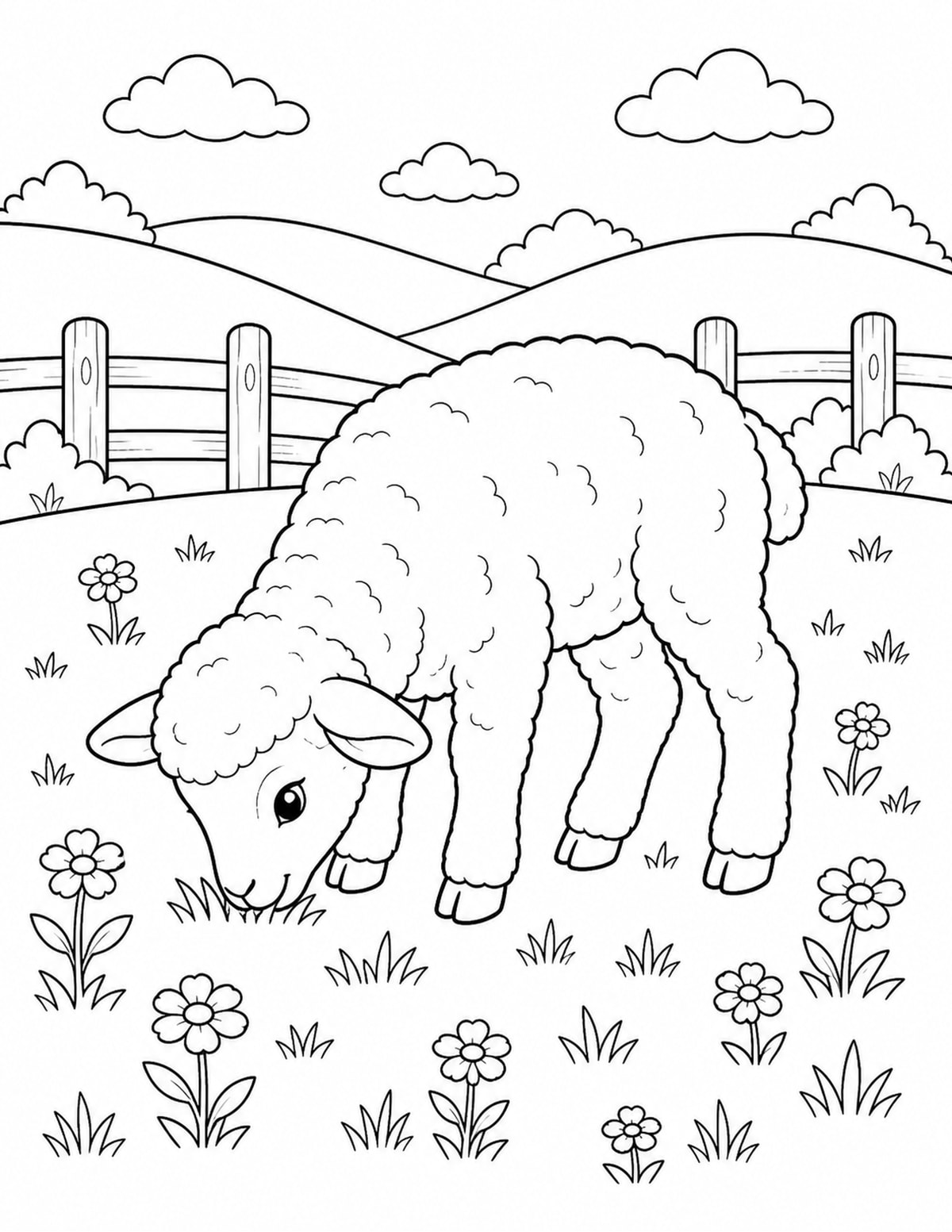 Lamb Coloring Page 4 printable preview