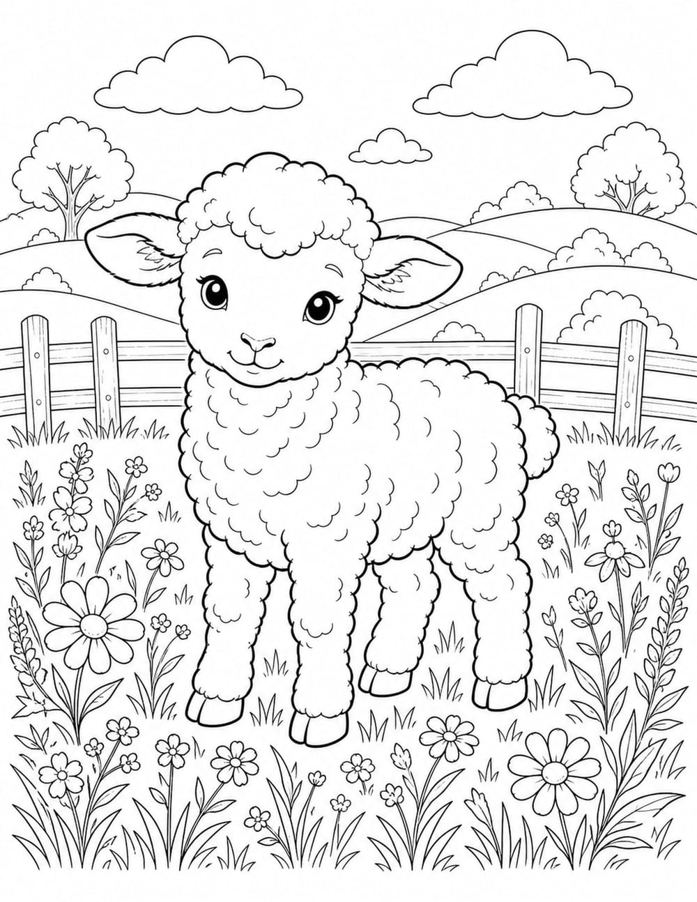 Lamb Coloring Page 7 printable preview