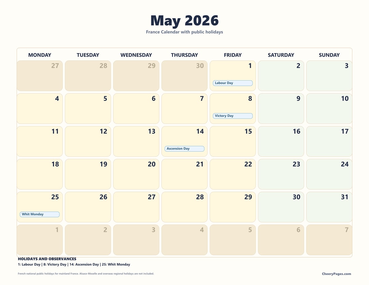 France May 2026 Calendar - Family Planner printable preview