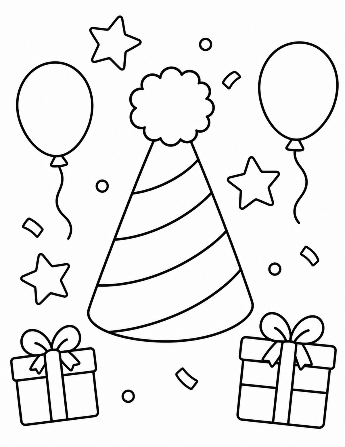 Party Hat Coloring Page 2 printable preview