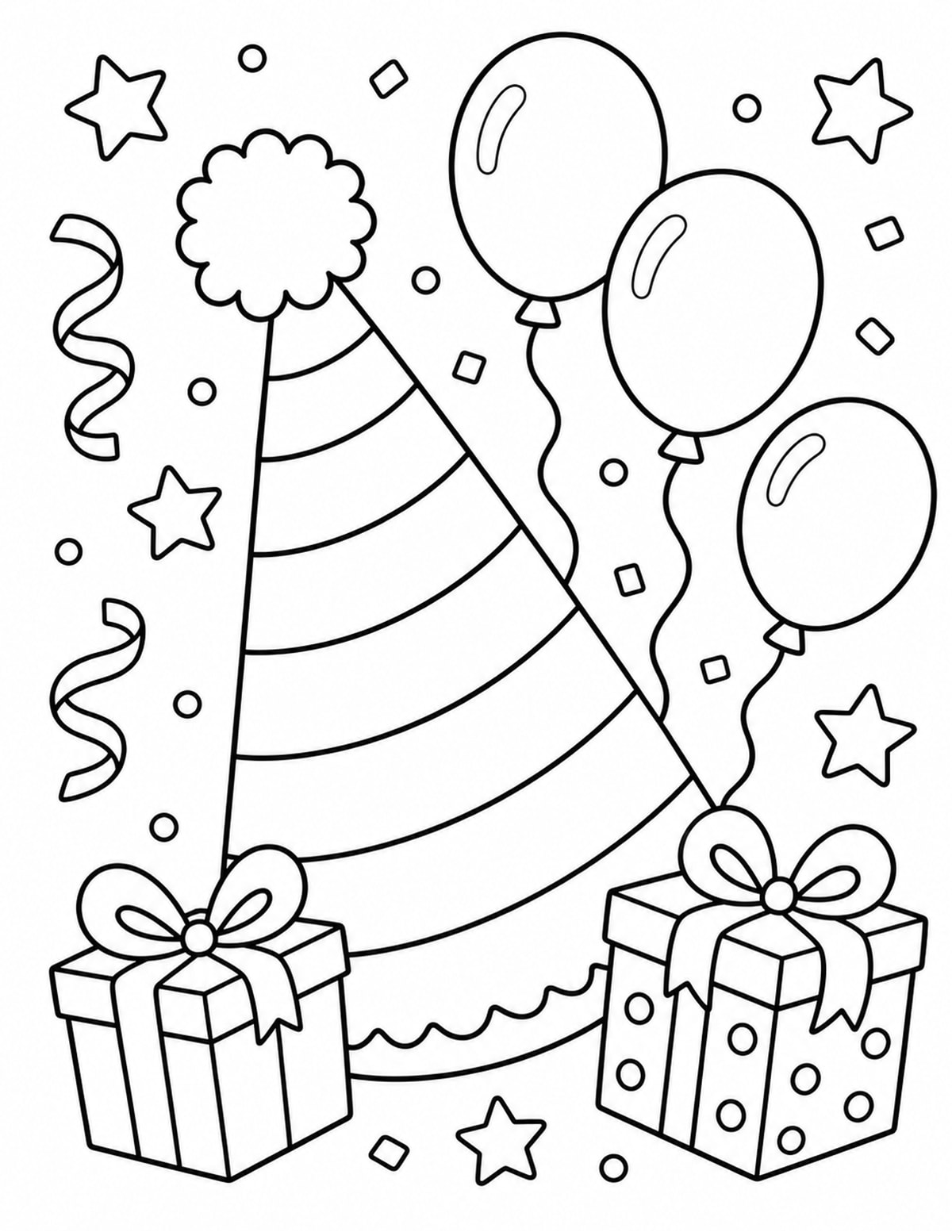 Party Hat Coloring Page 3 printable preview