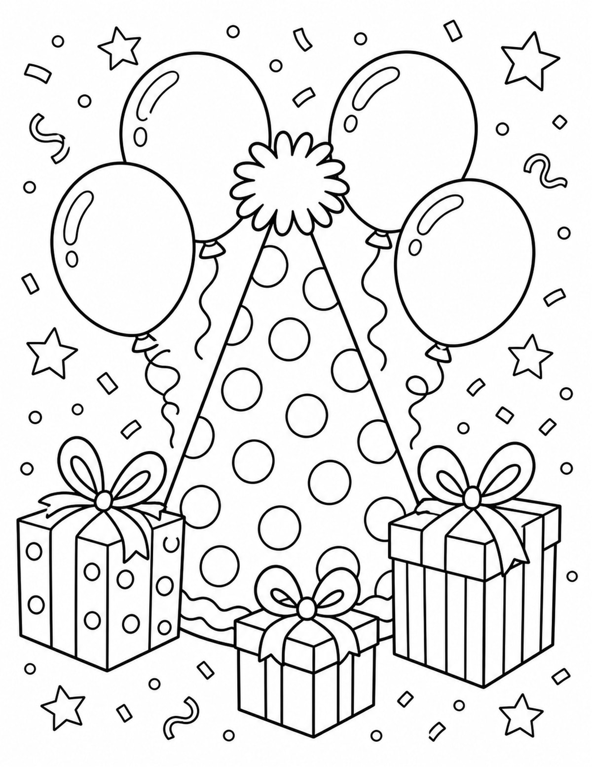Party Hat Coloring Page 4 printable preview