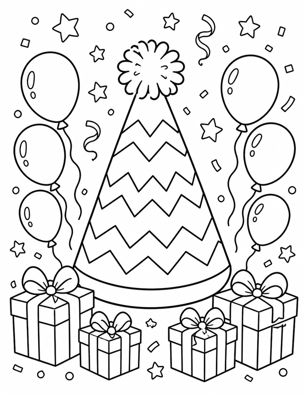Party Hat Coloring Page 5 printable preview
