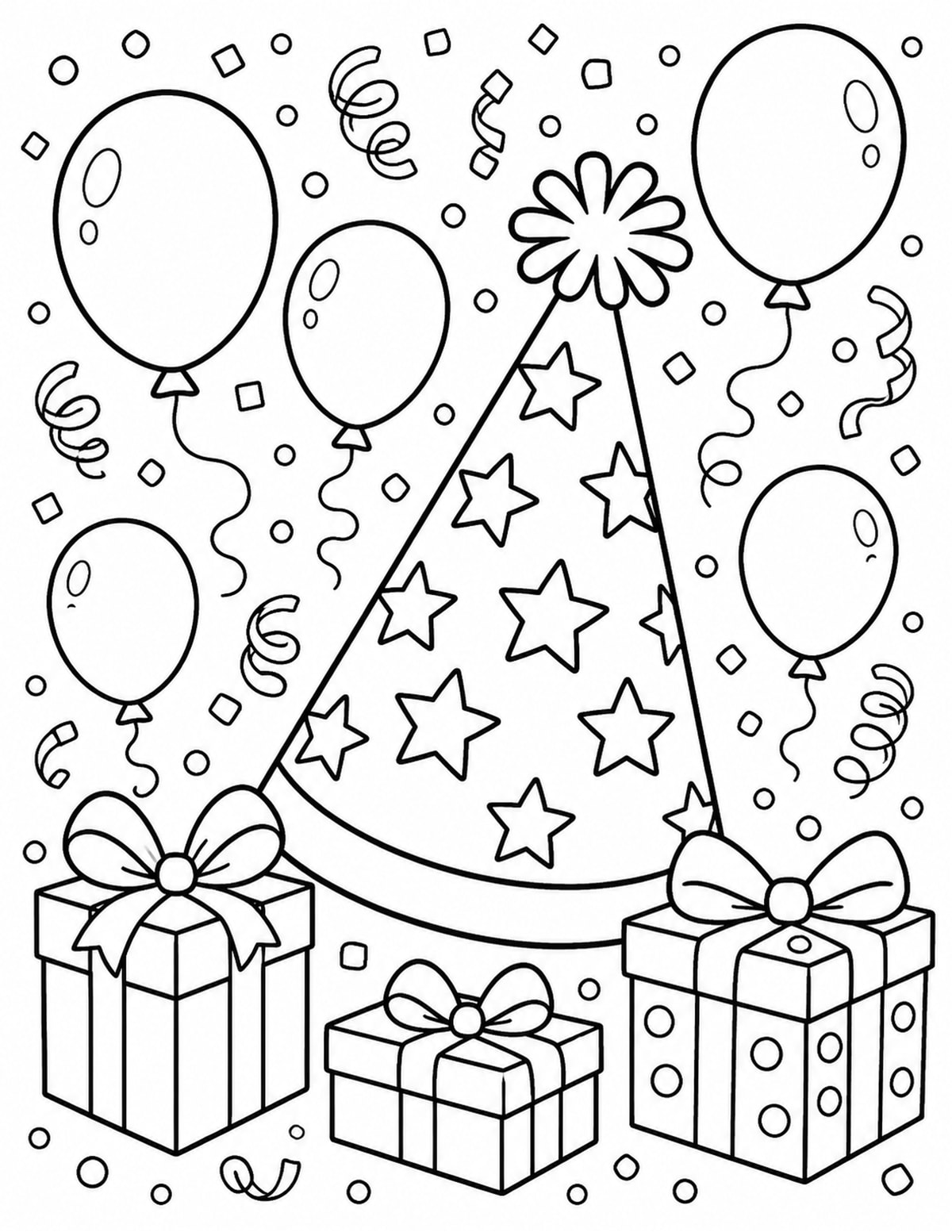 Party Hat Coloring Page 6 printable preview