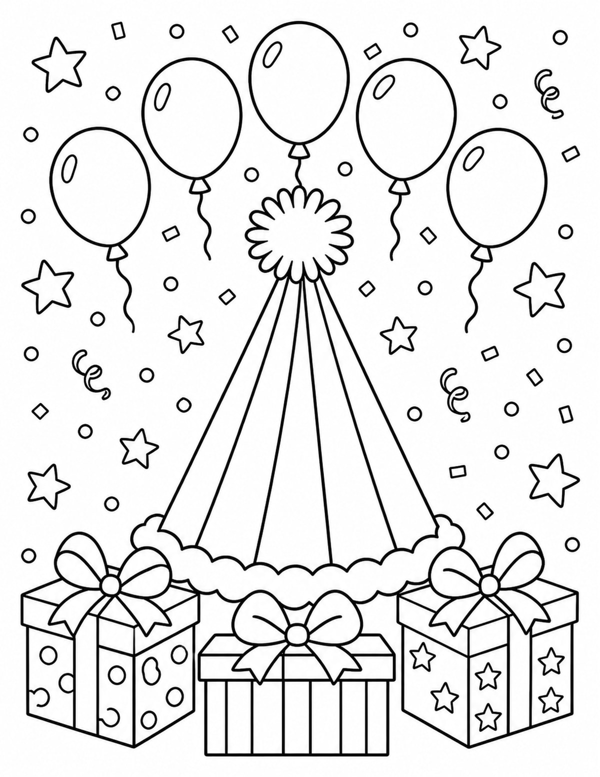 Party Hat Coloring Page 7 printable preview