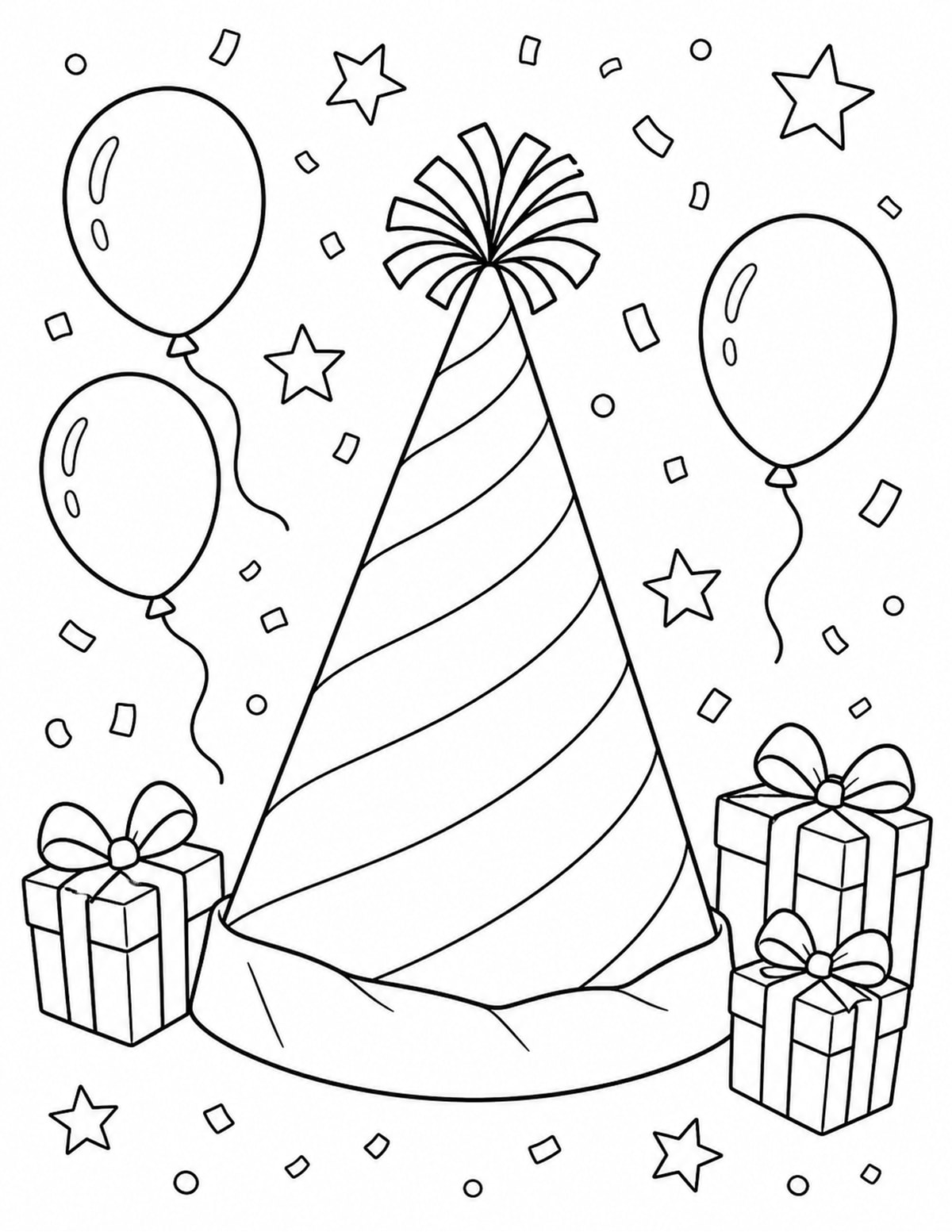 Party Hat Coloring Page 8 printable preview