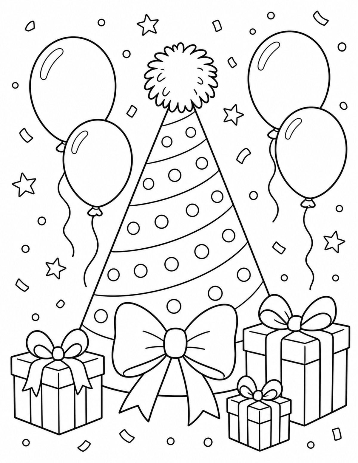 Party Hat Coloring Page 9 printable preview