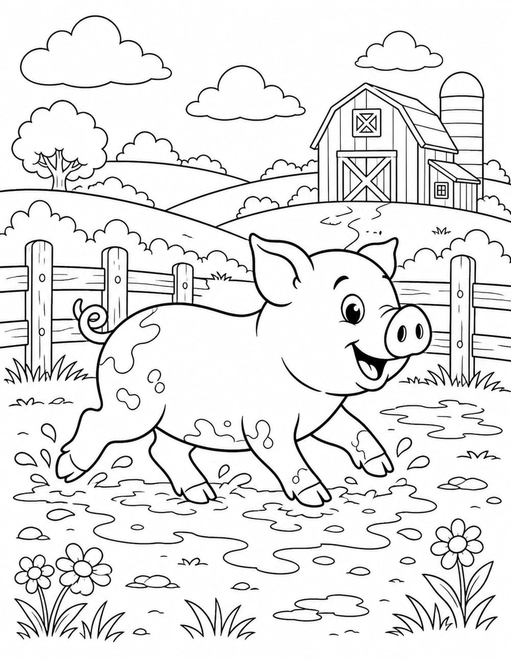 Pig Coloring Page 8 printable preview