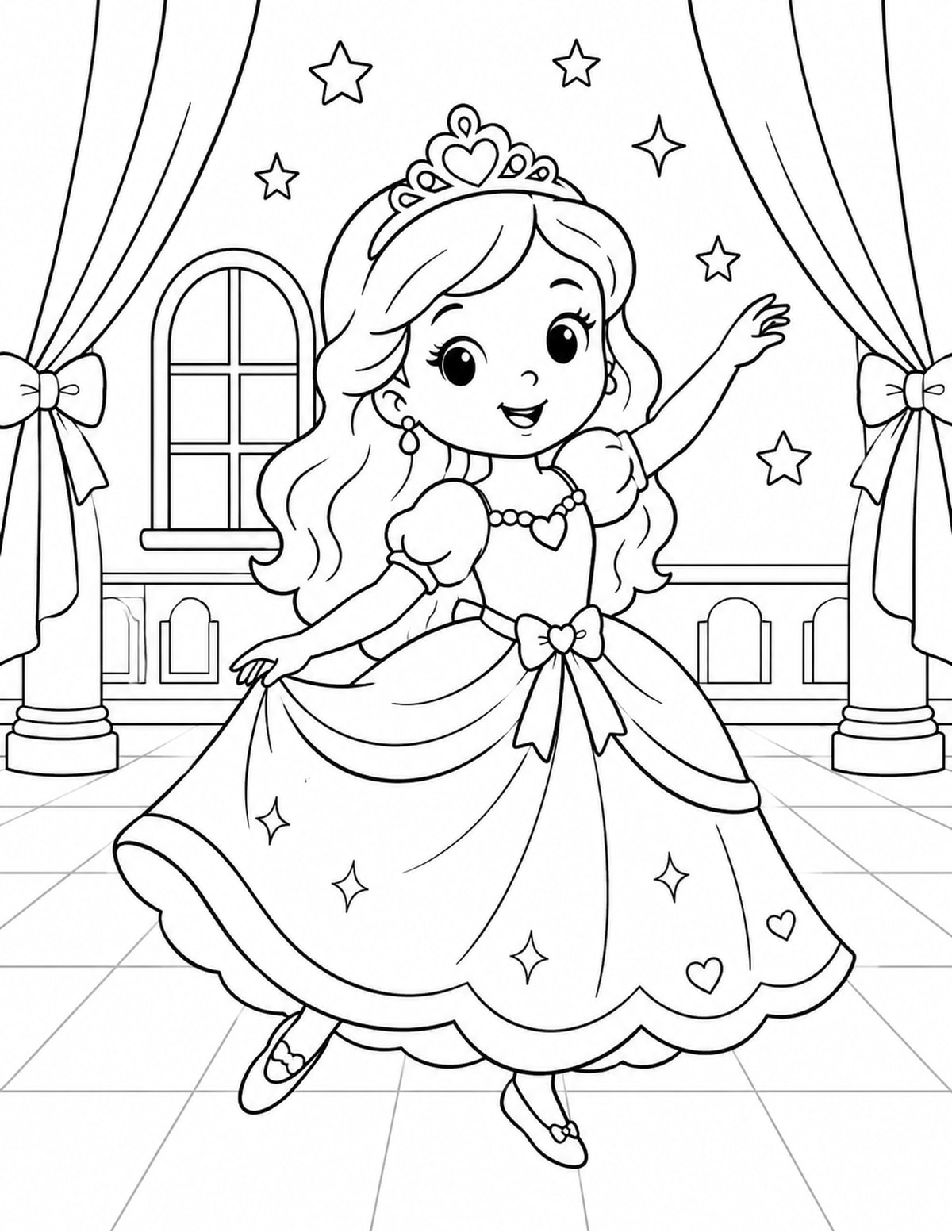 Princess Dancing in a Ballroom-inspired Scene printable preview