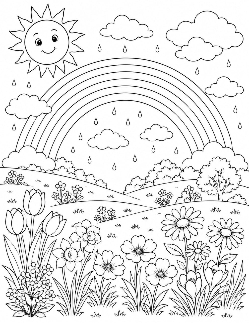 Rainbow Over Meadow printable preview