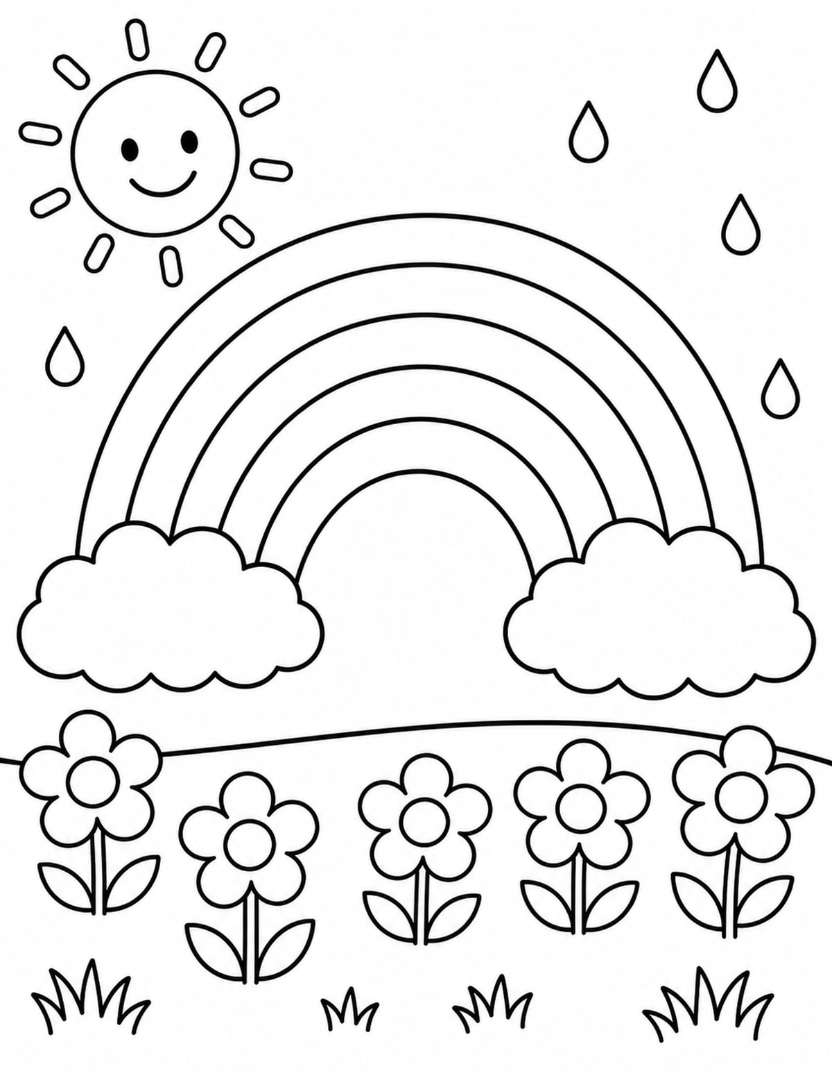 Raindrops Under Rainbow printable preview