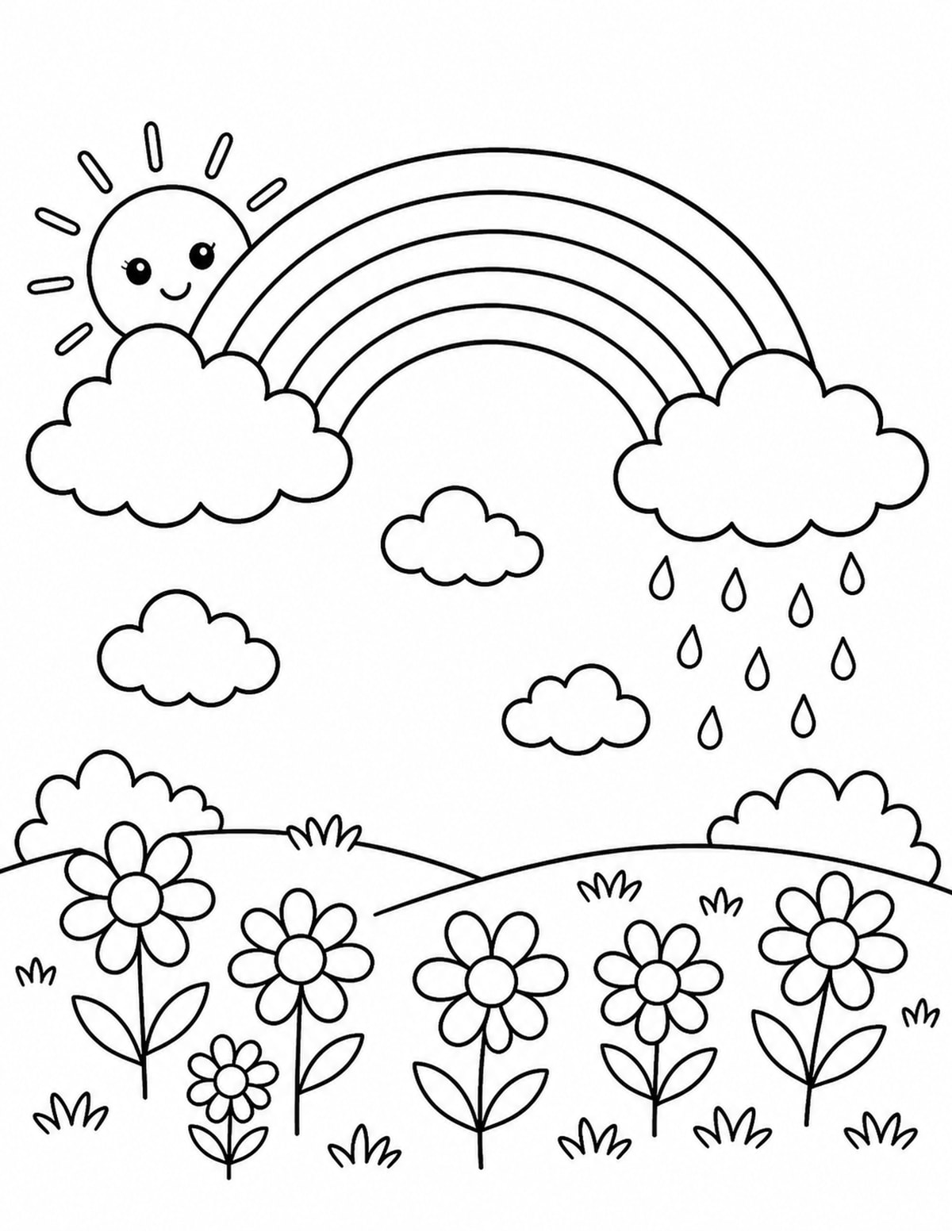 Sunny Rainbow Garden printable preview