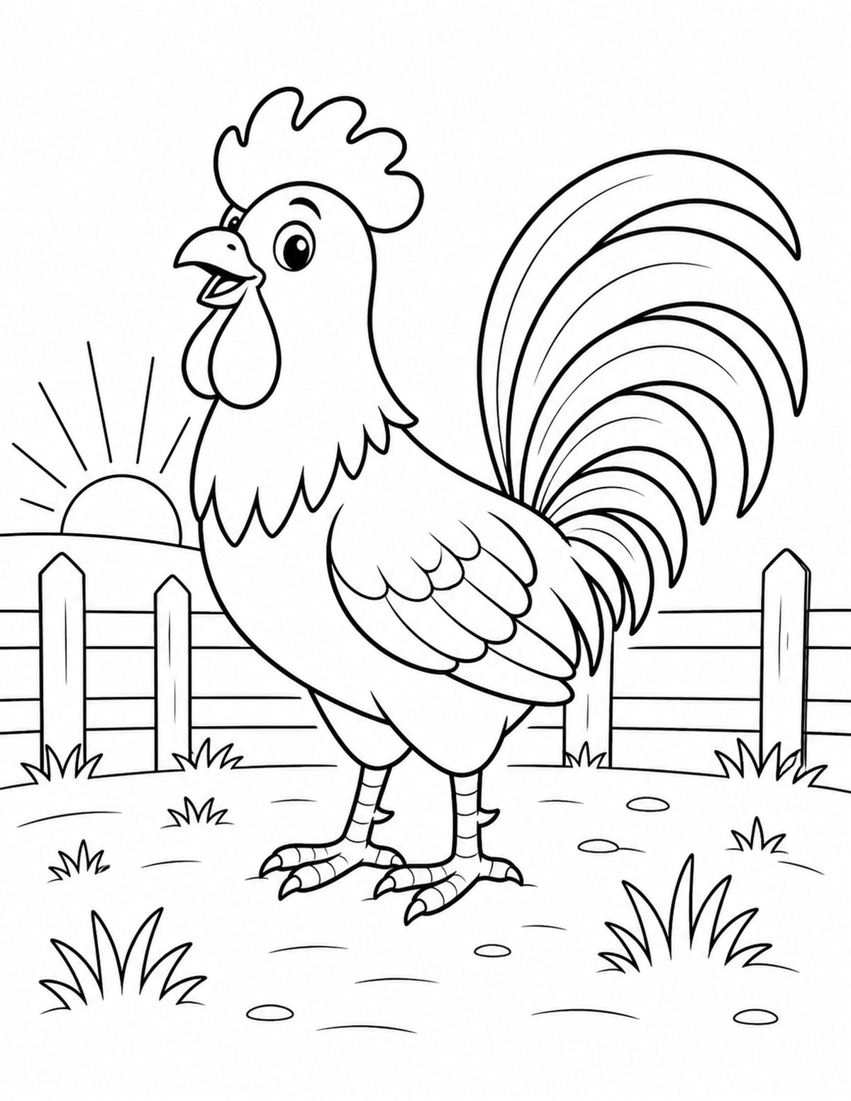 Rooster Coloring Page 1 printable preview