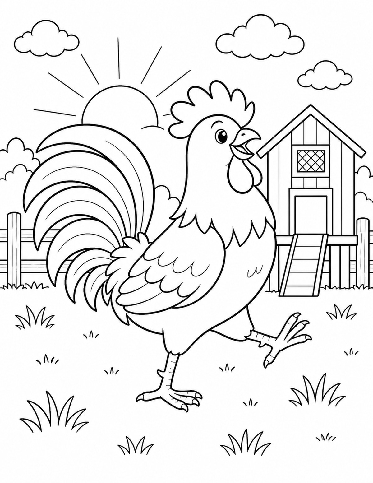 Rooster Coloring Page 10 printable preview