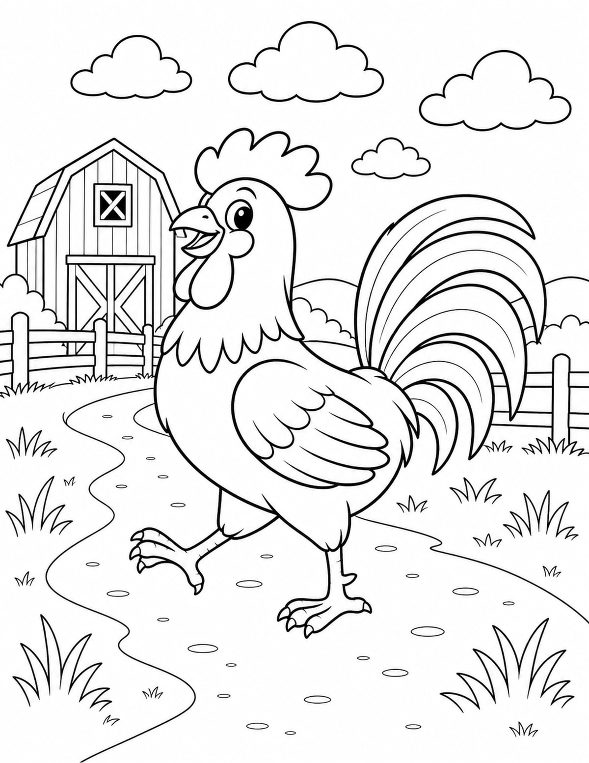 Rooster Coloring Page 2 printable preview