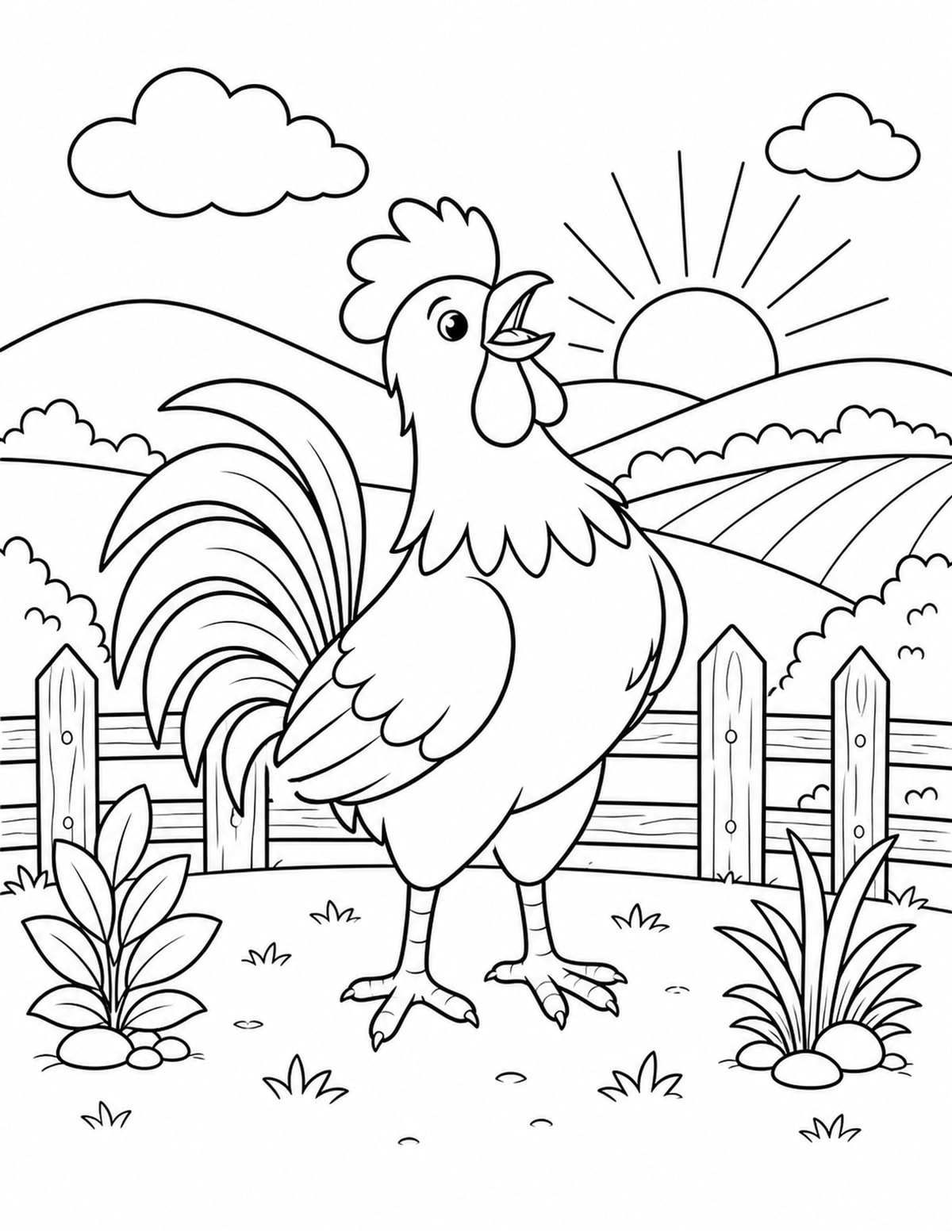 Rooster Coloring Page 3 printable preview