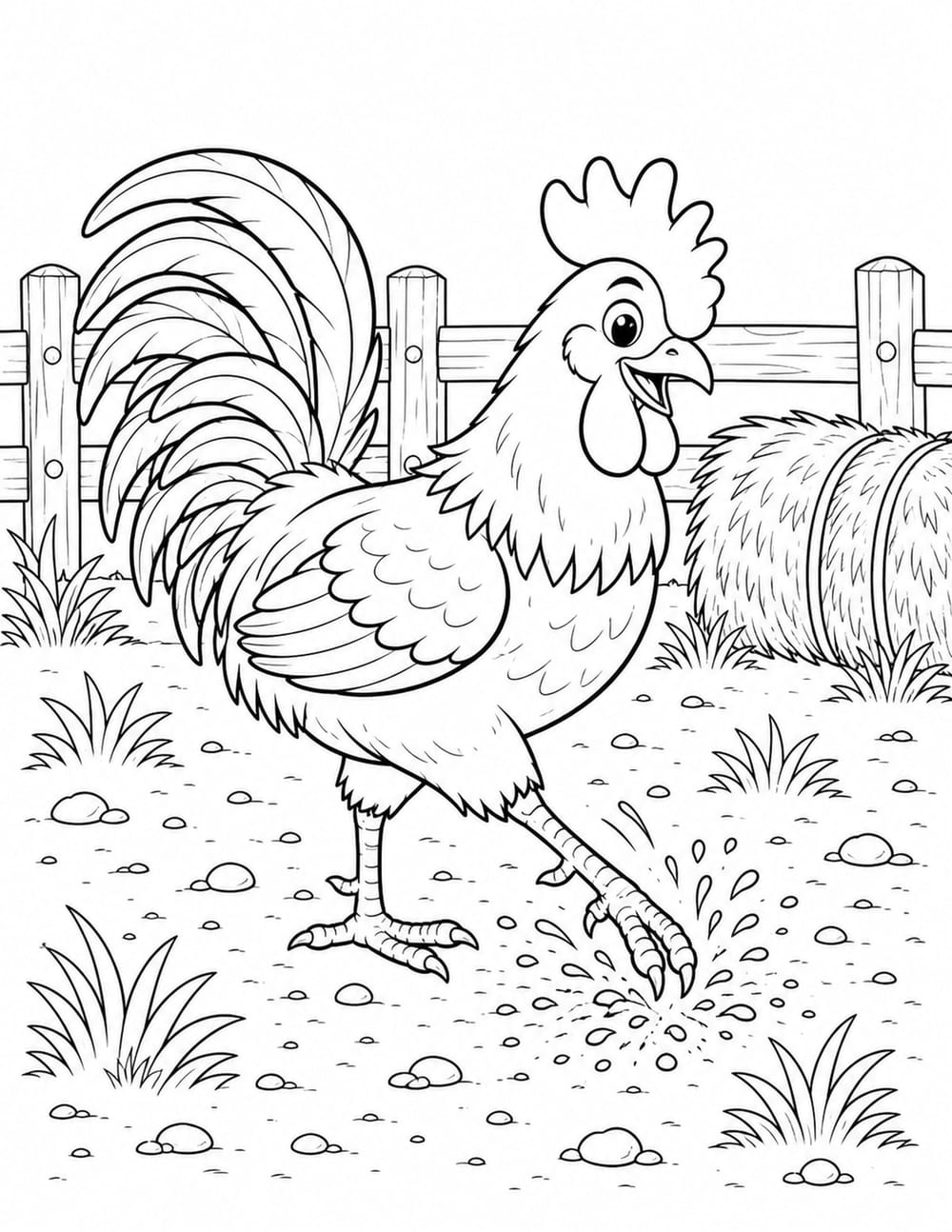 Rooster Coloring Page 4 printable preview