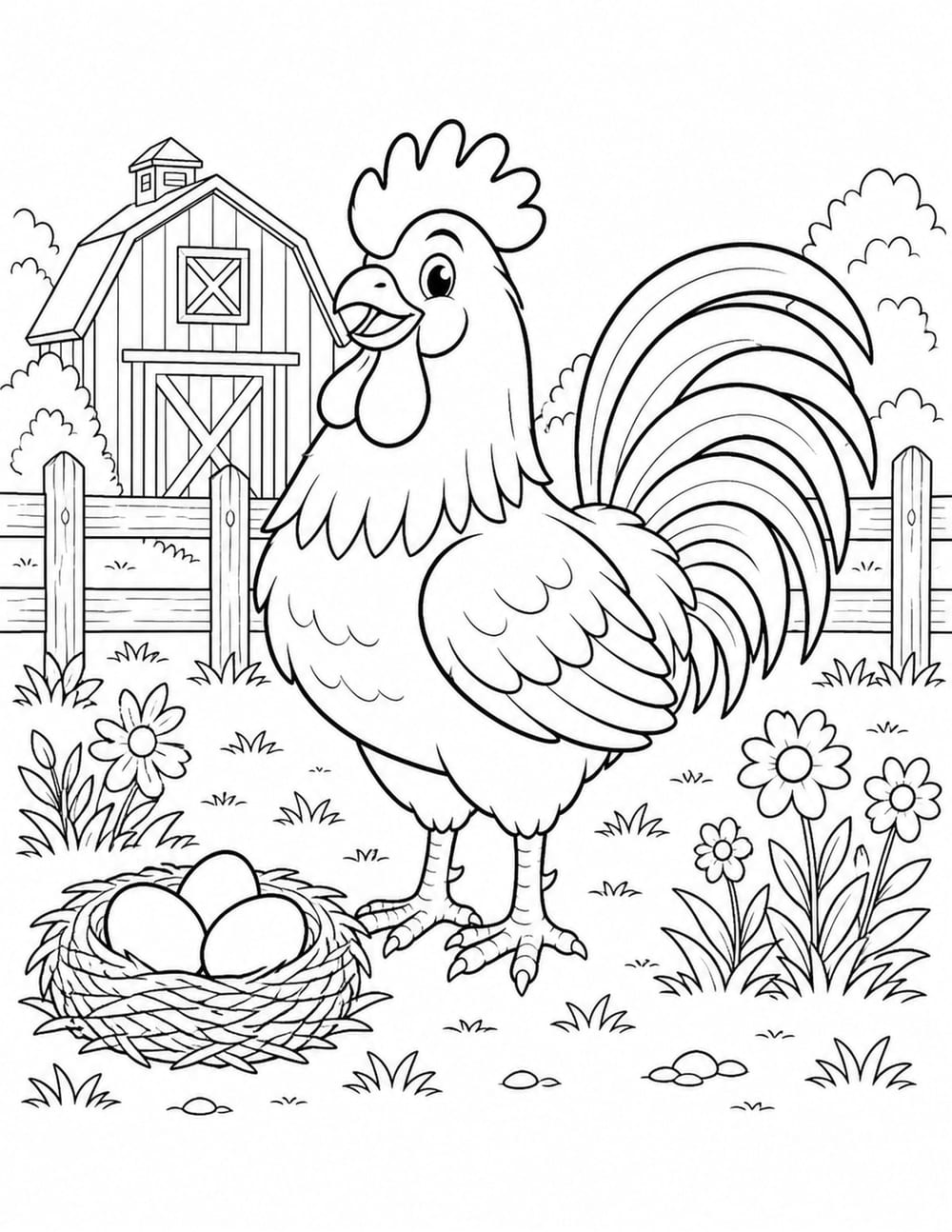 Rooster Coloring Page 5 printable preview