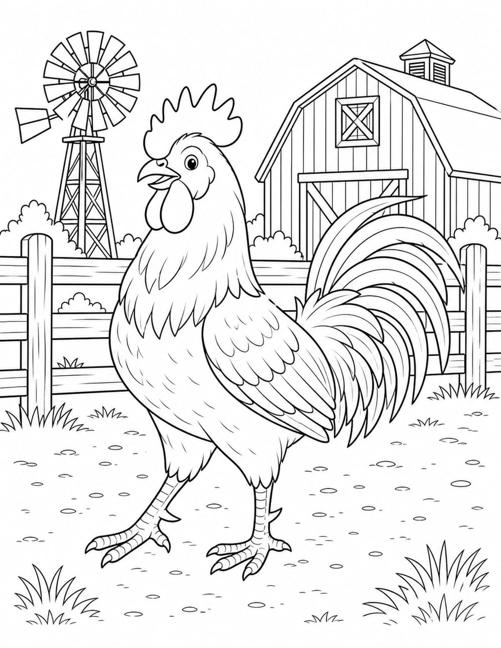 Rooster Coloring Page 6 printable preview