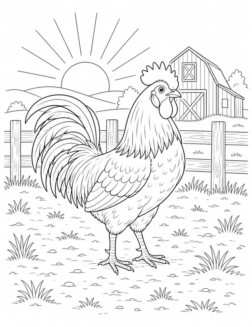 Rooster Coloring Page 7 printable preview