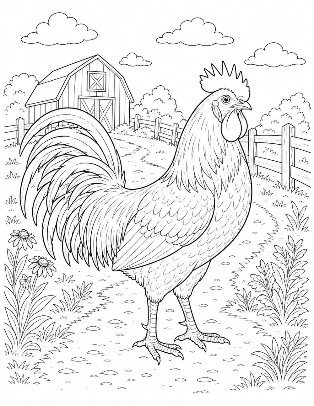 Rooster Coloring Page 8 printable preview
