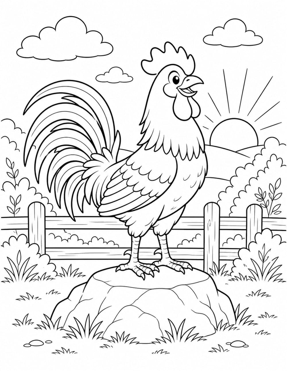 Rooster Coloring Page 9 printable preview