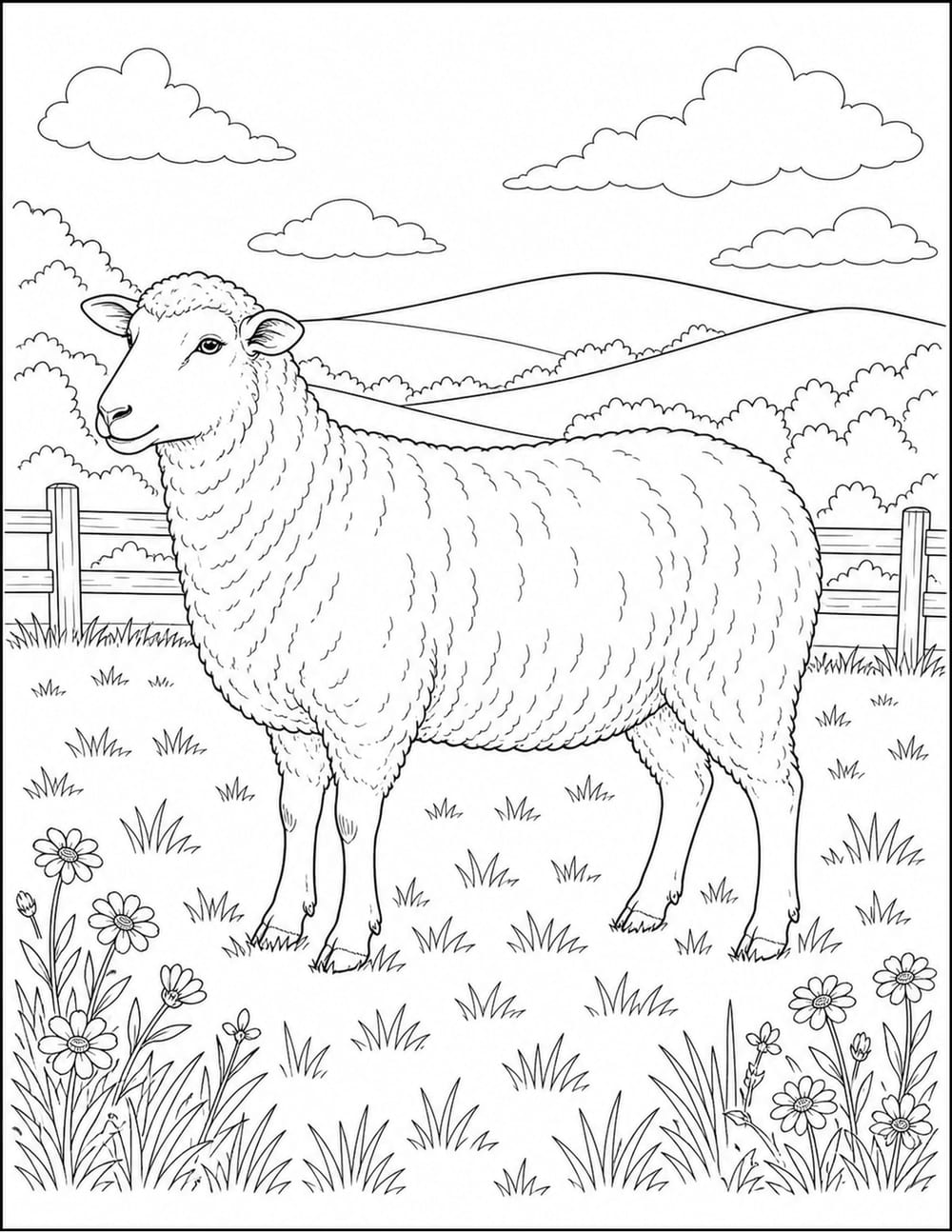 Sheep Coloring Page 2 printable preview
