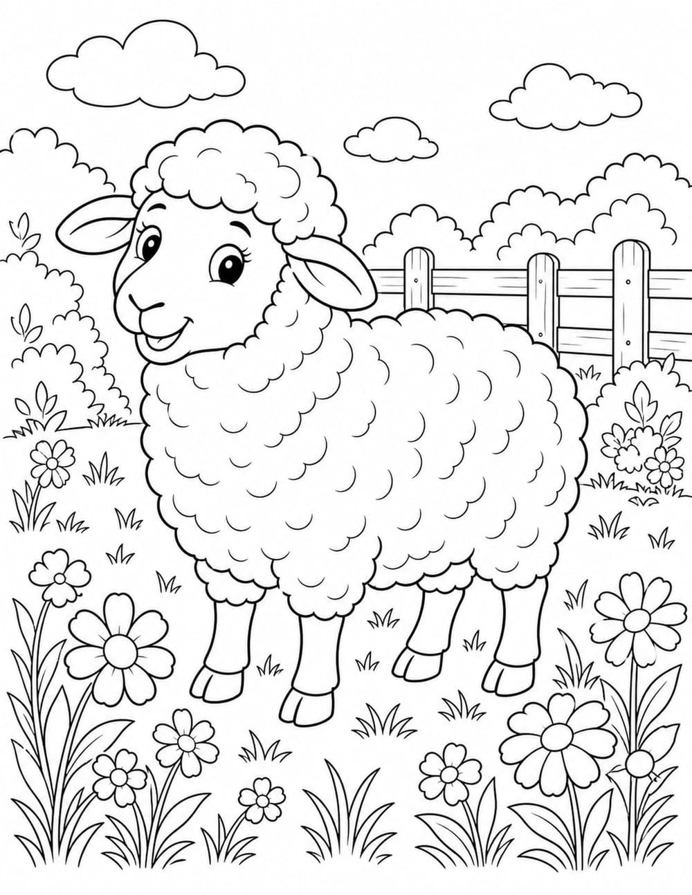 Sheep Coloring Page 7 printable preview