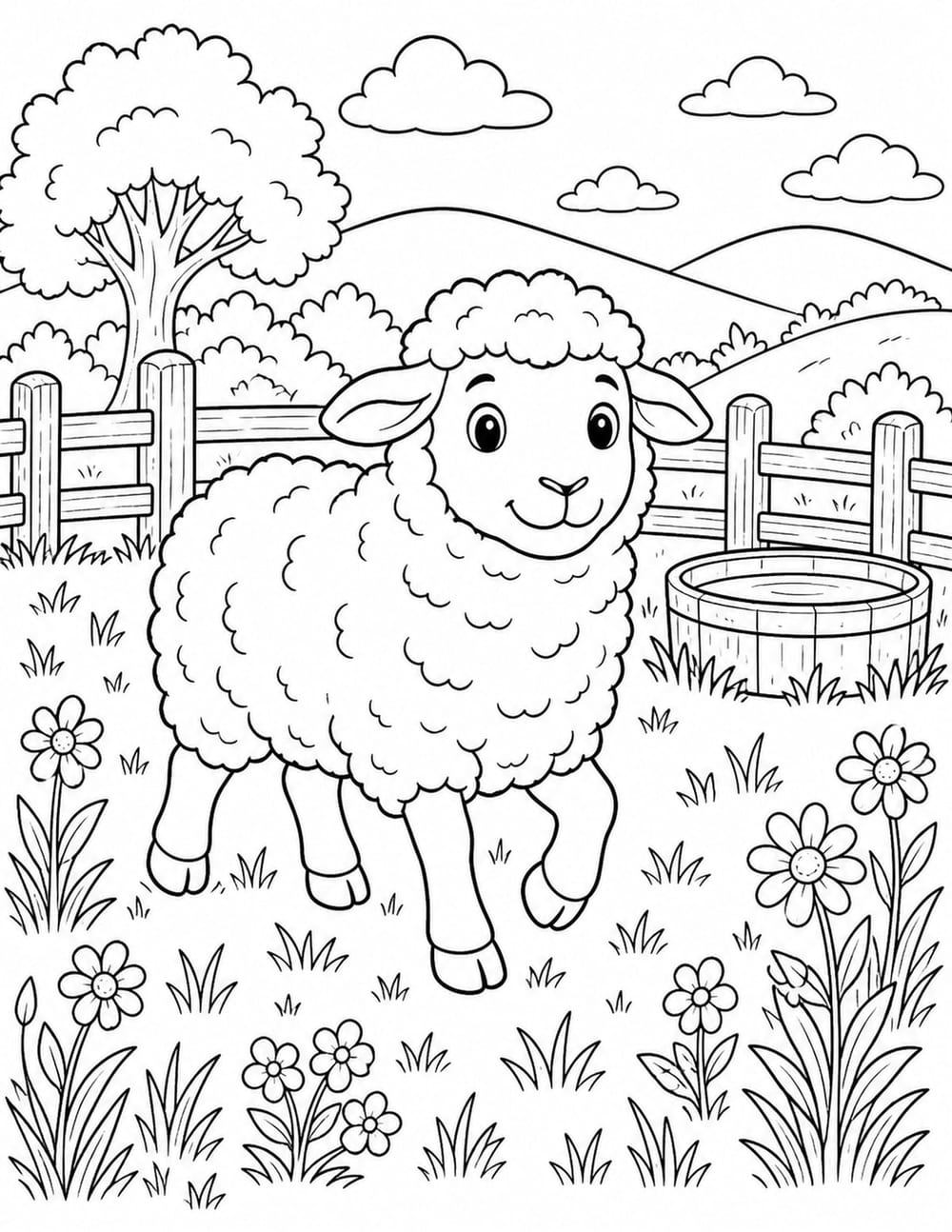 Sheep Coloring Page 8 printable preview