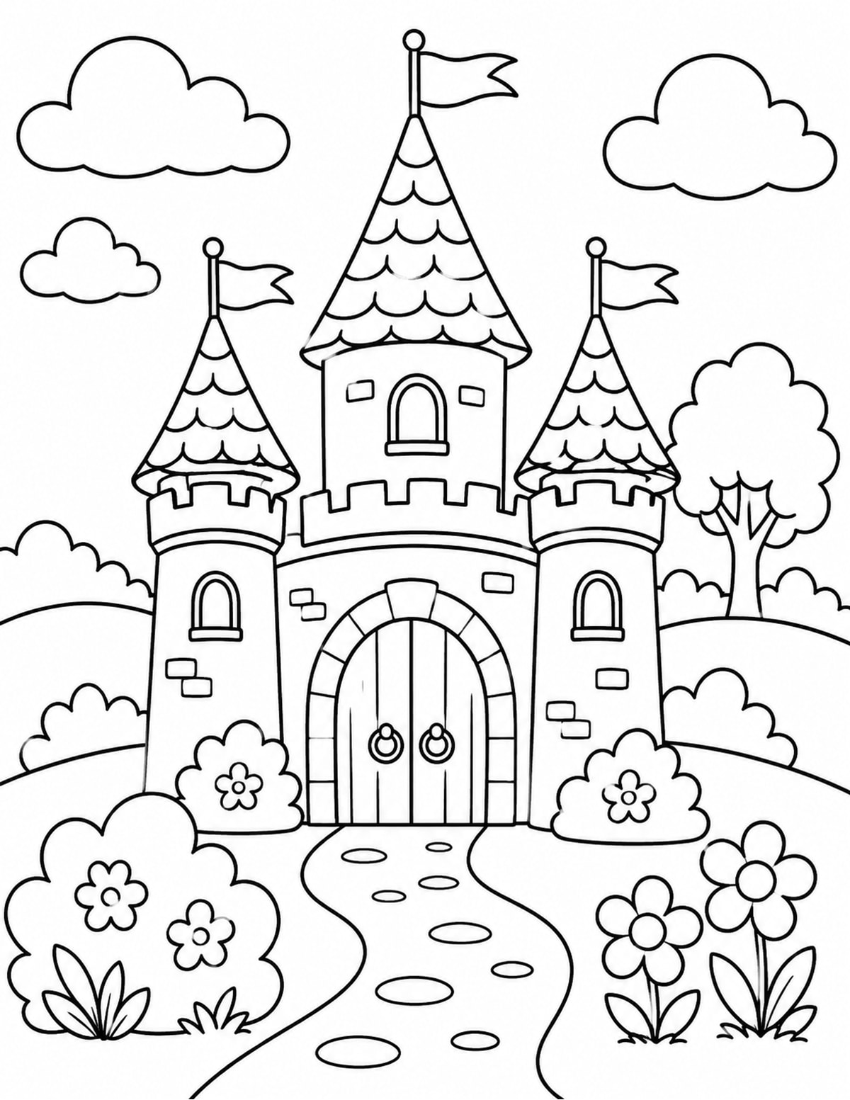 Small Cute Castle with Round Towers printable preview