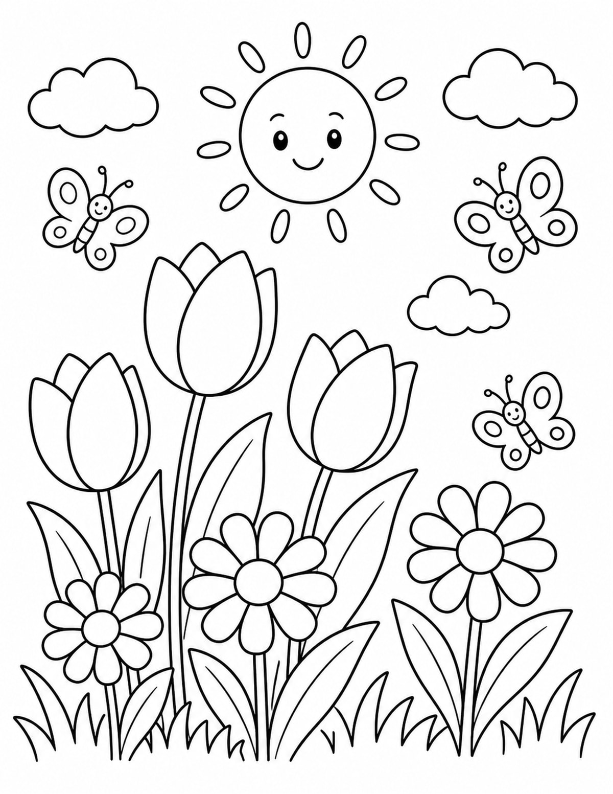 Flowers with Clouds printable preview