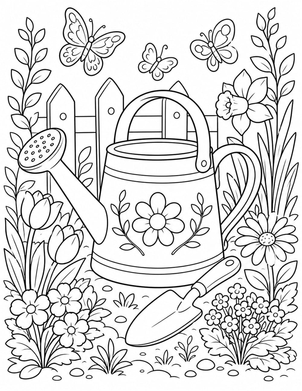 Spring Garden Coloring Page 1 printable preview