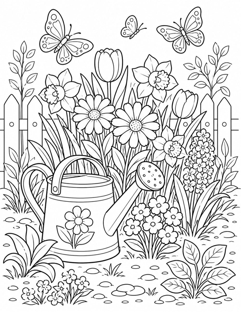 Spring Garden Coloring Page 4 printable preview