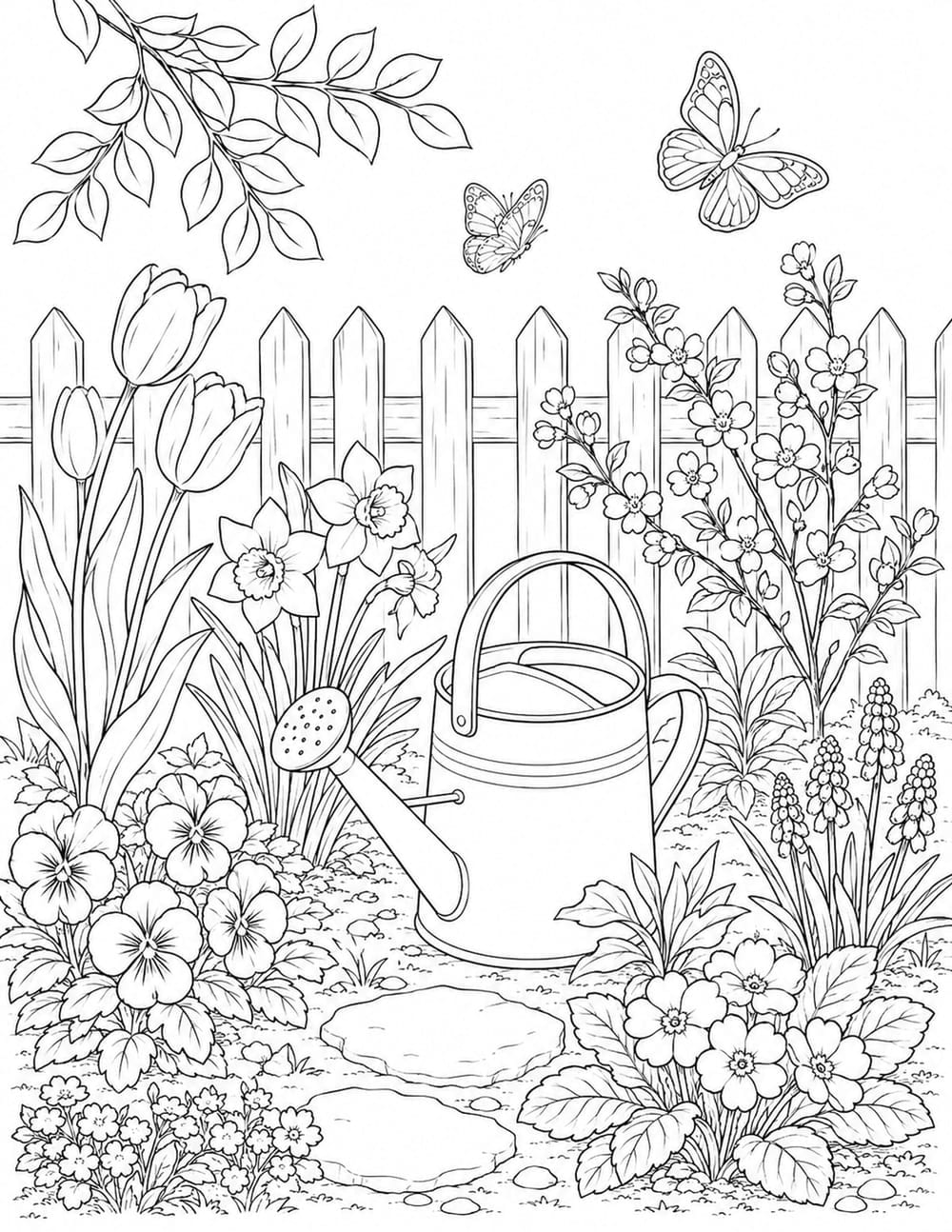 Spring Garden Coloring Page 5 printable preview