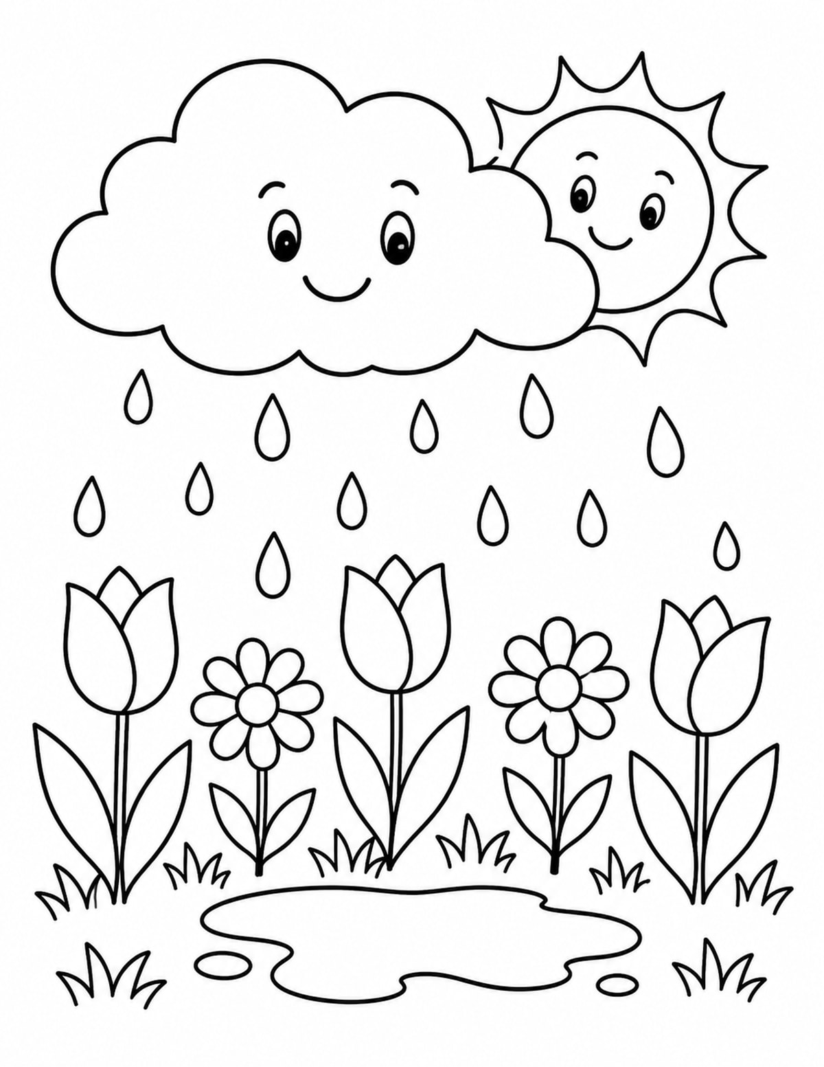 Spring Rain Cloud Coloring Page 10 printable preview