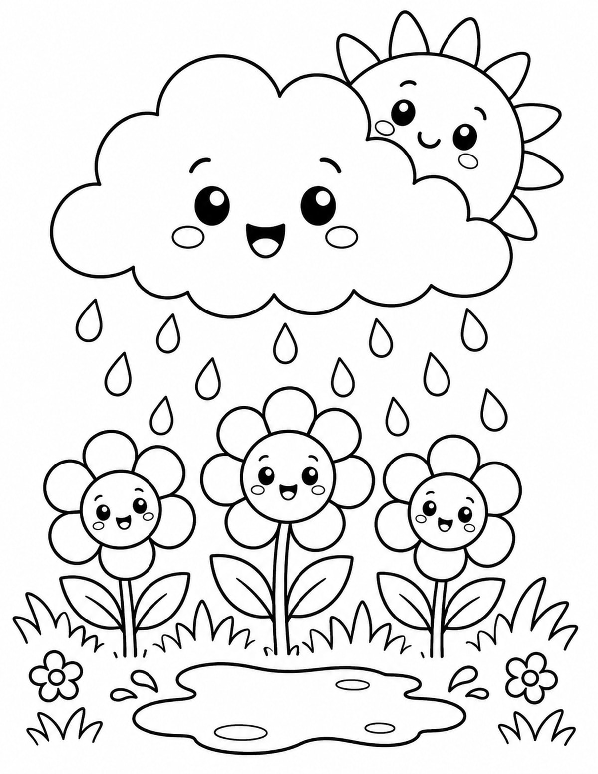Spring Rain Cloud Coloring Page 2 printable preview