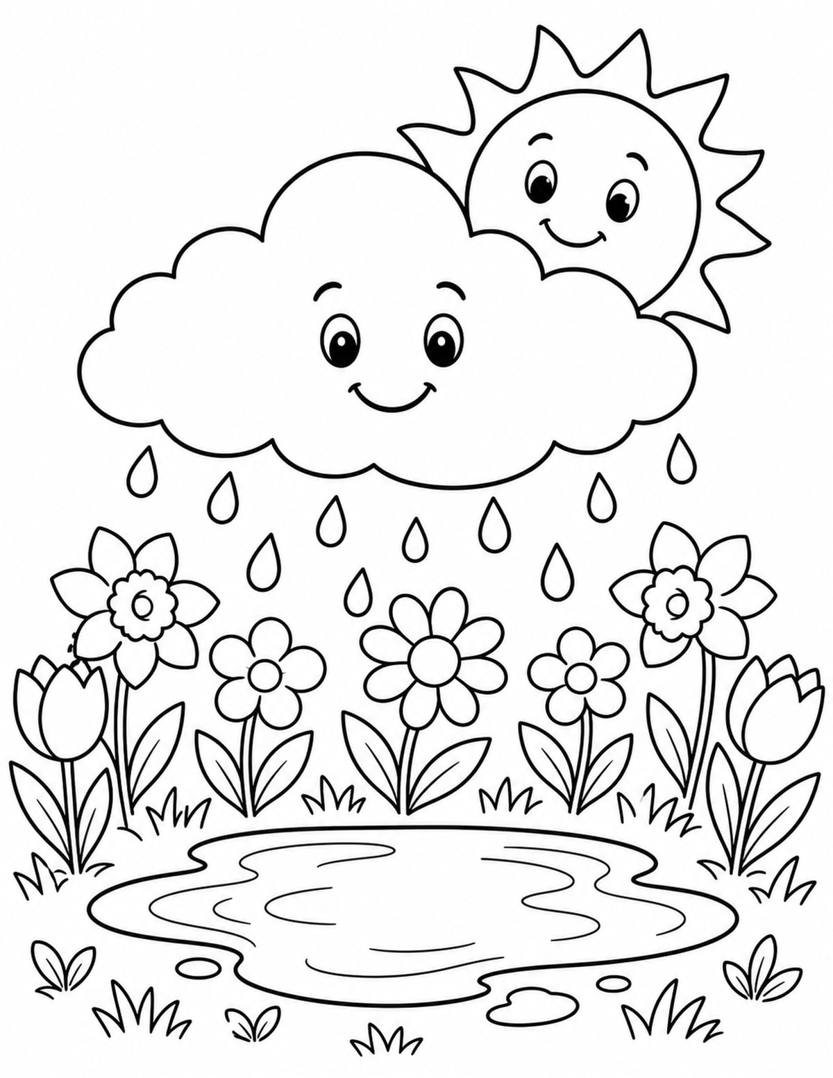 Spring Rain Cloud Coloring Page 7 printable preview