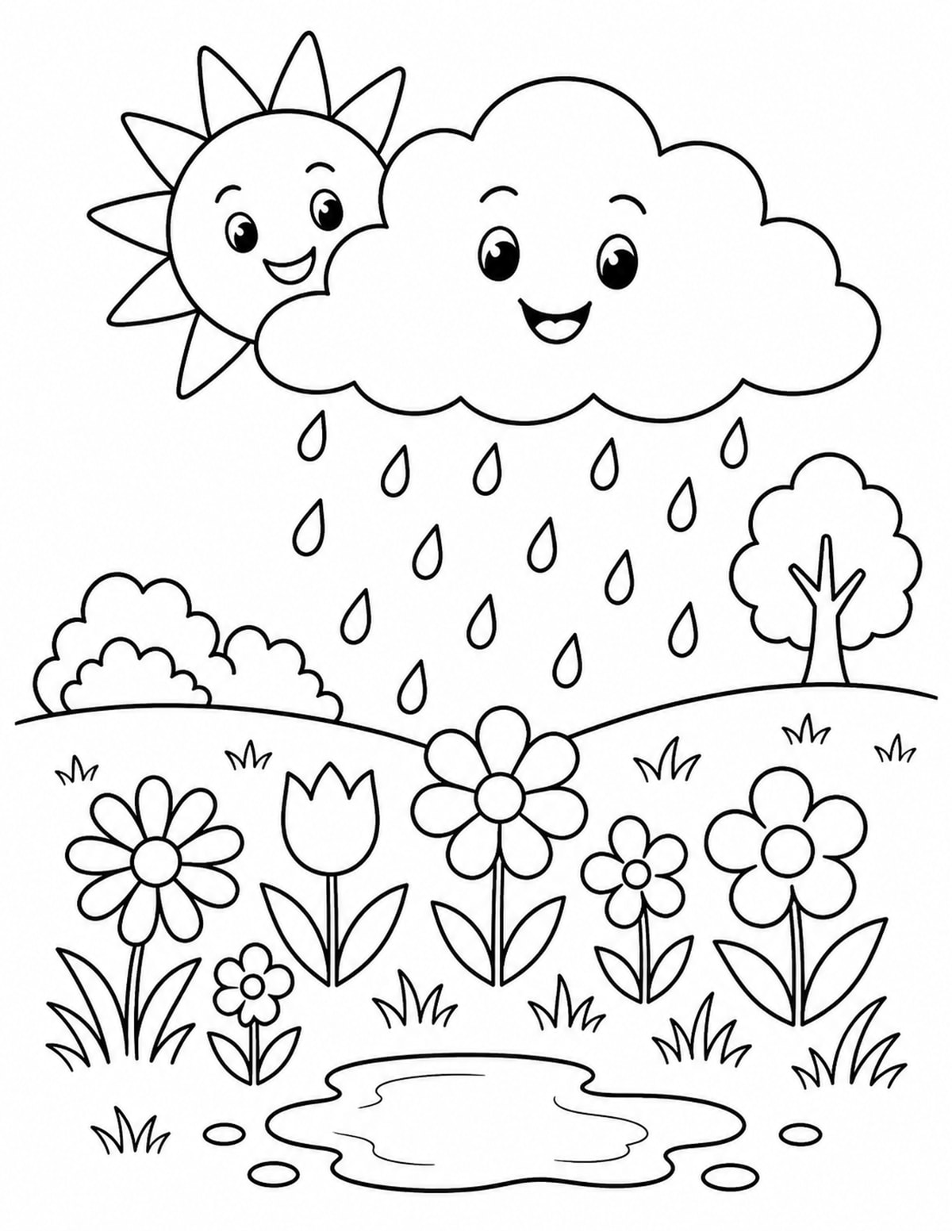 Spring Rain Cloud Coloring Page 8 printable preview