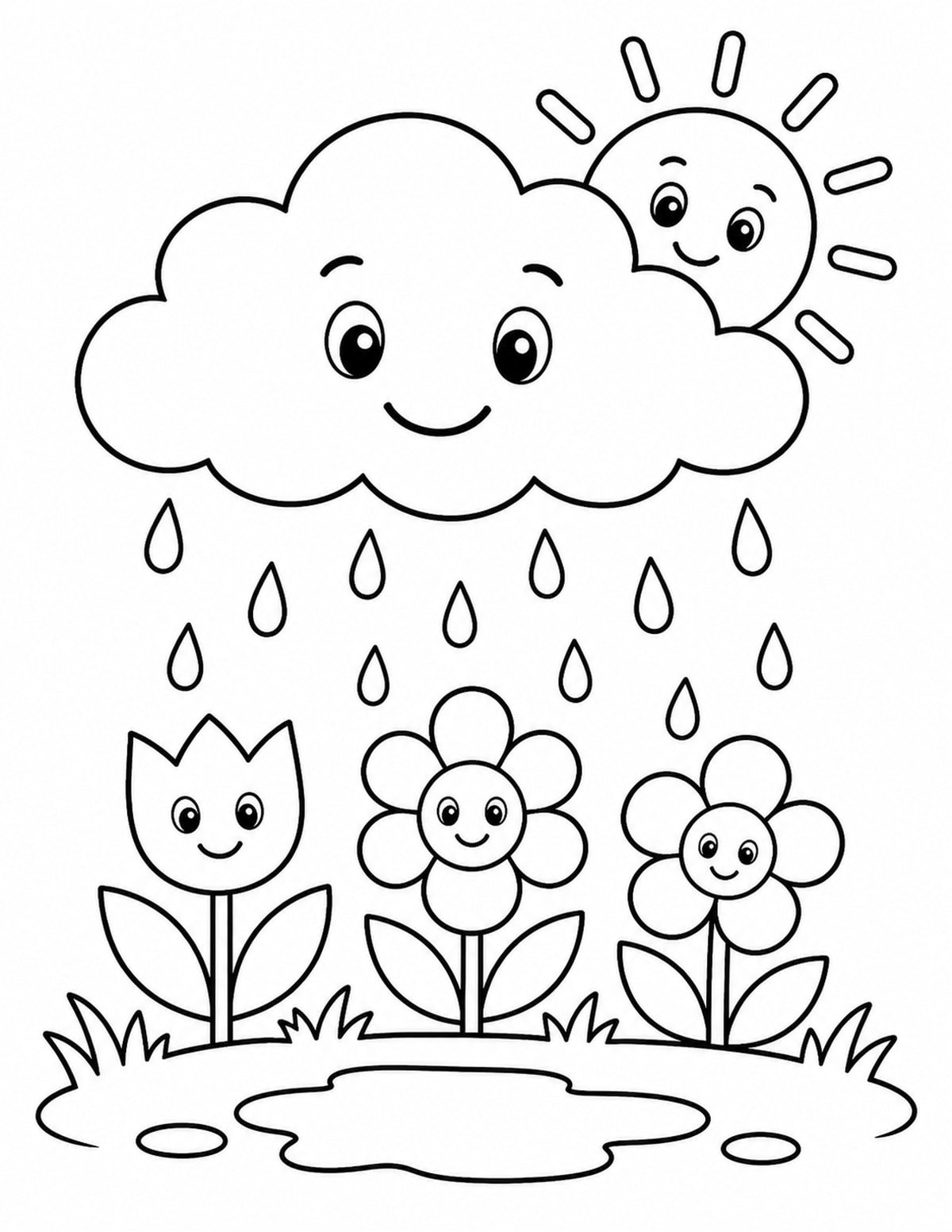 Spring Rain Cloud Coloring Page 9 printable preview