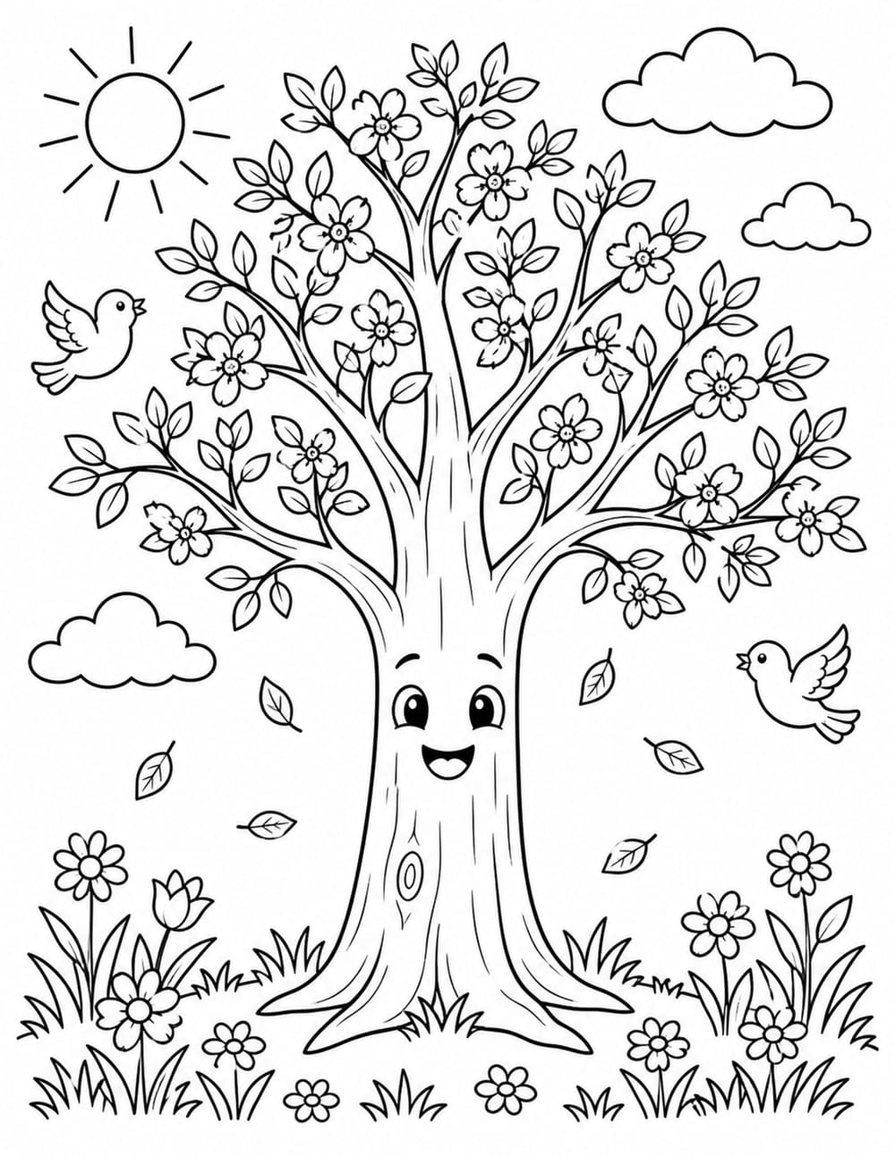 Sunny Tree Scene printable preview