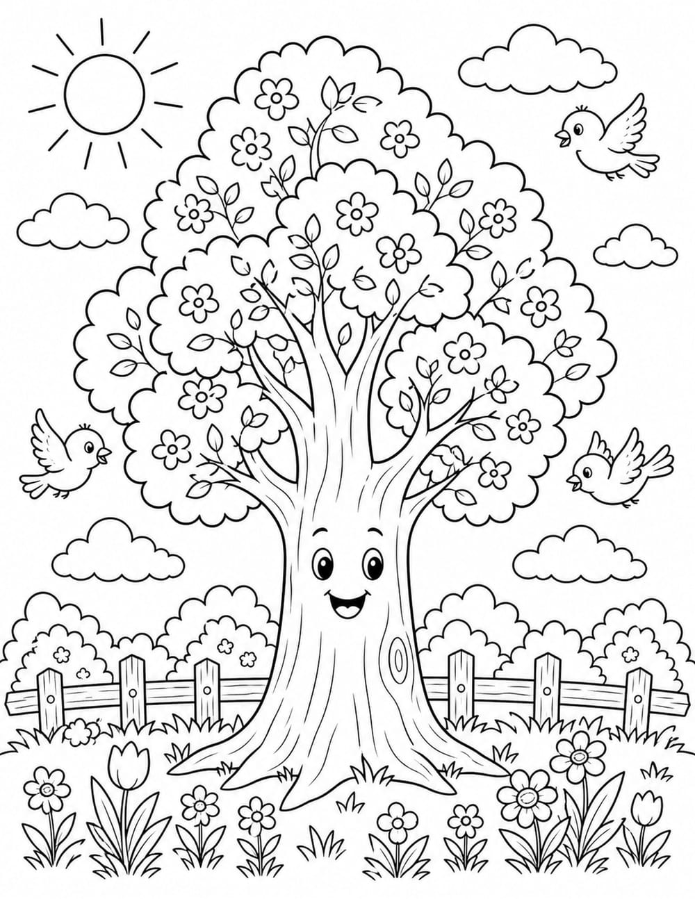 Fresh Leaves Tree Page printable preview