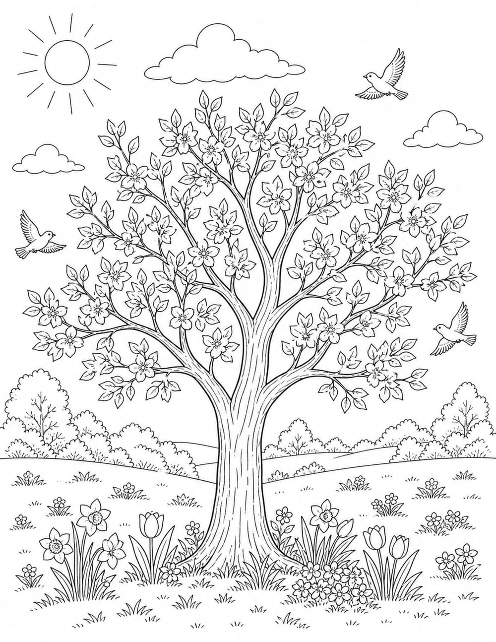 Outdoor Tree Coloring Sheet printable preview