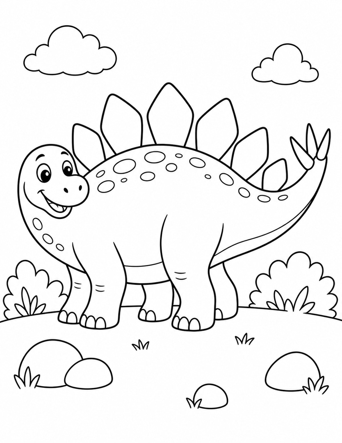Friendly Stegosaurus in the Hills printable preview