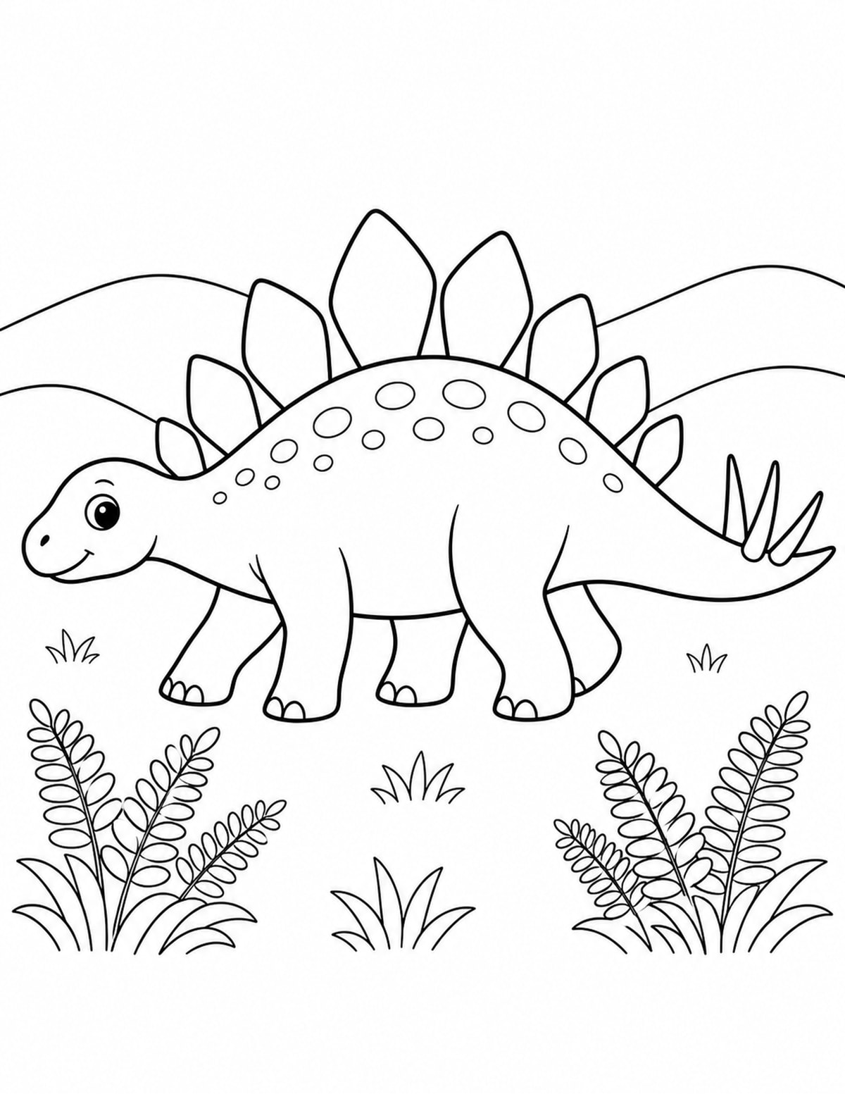 Simple Stegosaurus Side View printable preview