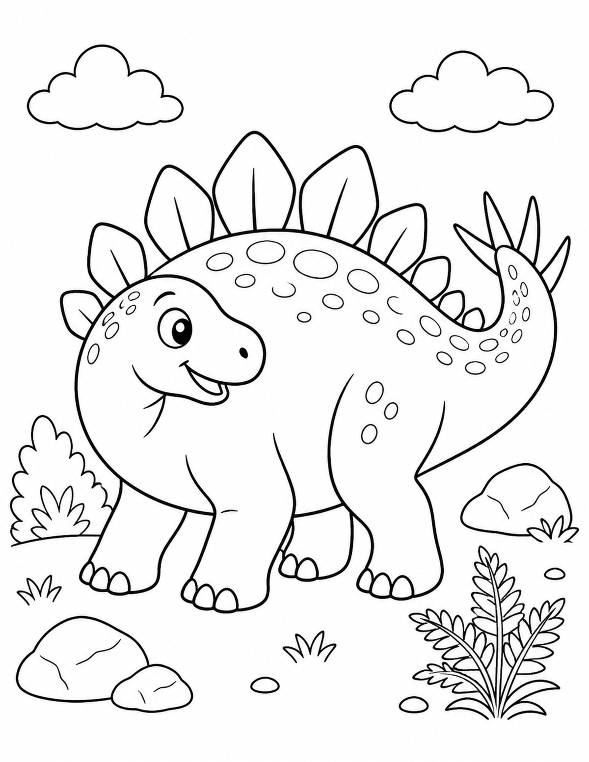 Cute Stegosaurus with Pebbles printable preview