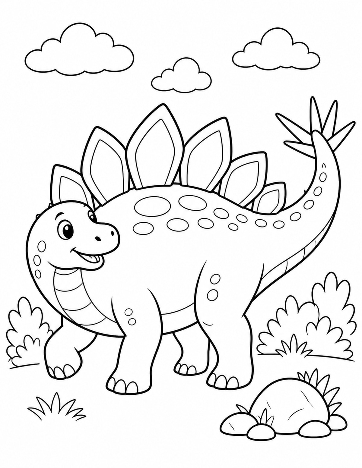 Standing Stegosaurus with a Smile printable preview