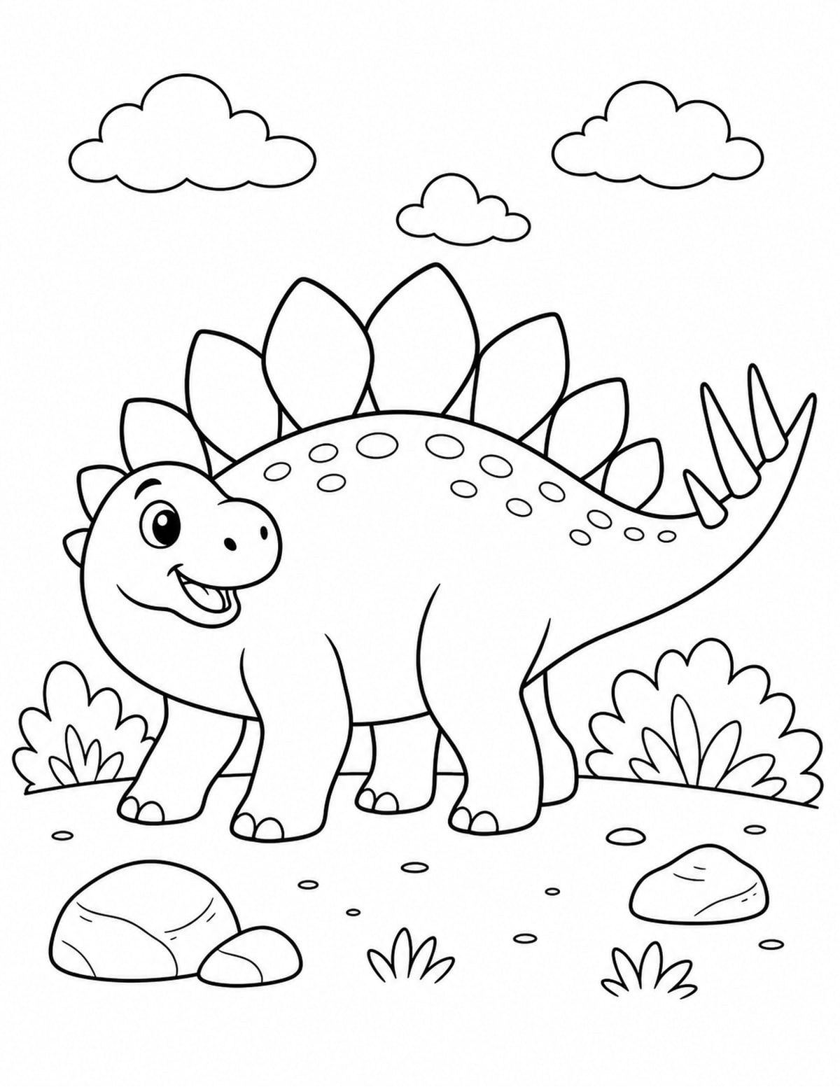 Small Stegosaurus in Bushes printable preview